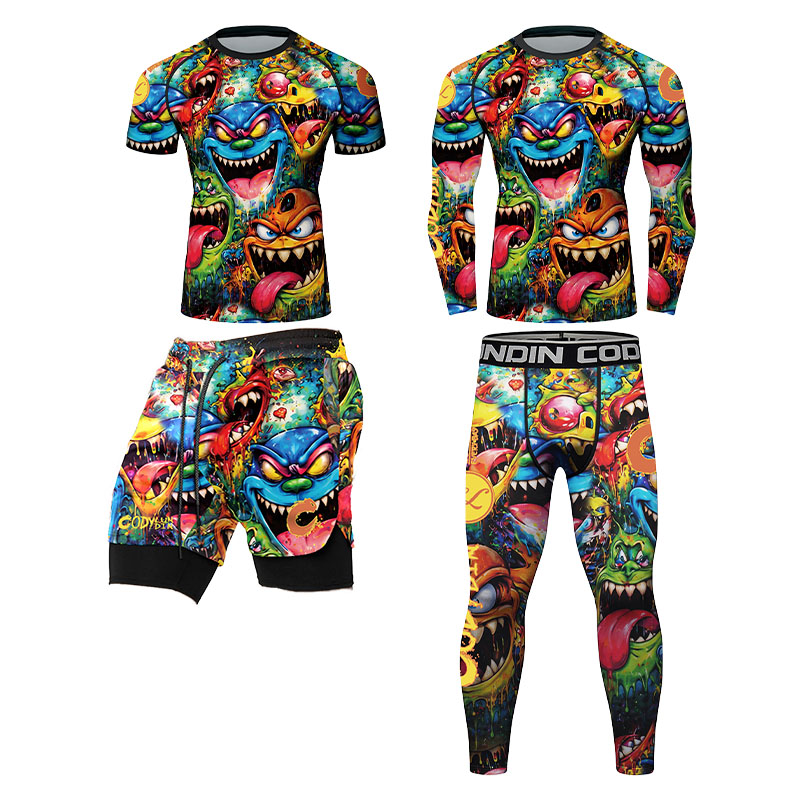3D 컬러풀 몬스터 그래피티 디자인의 남성용 압박 래시 - Rash Guard 리뷰 및 가격