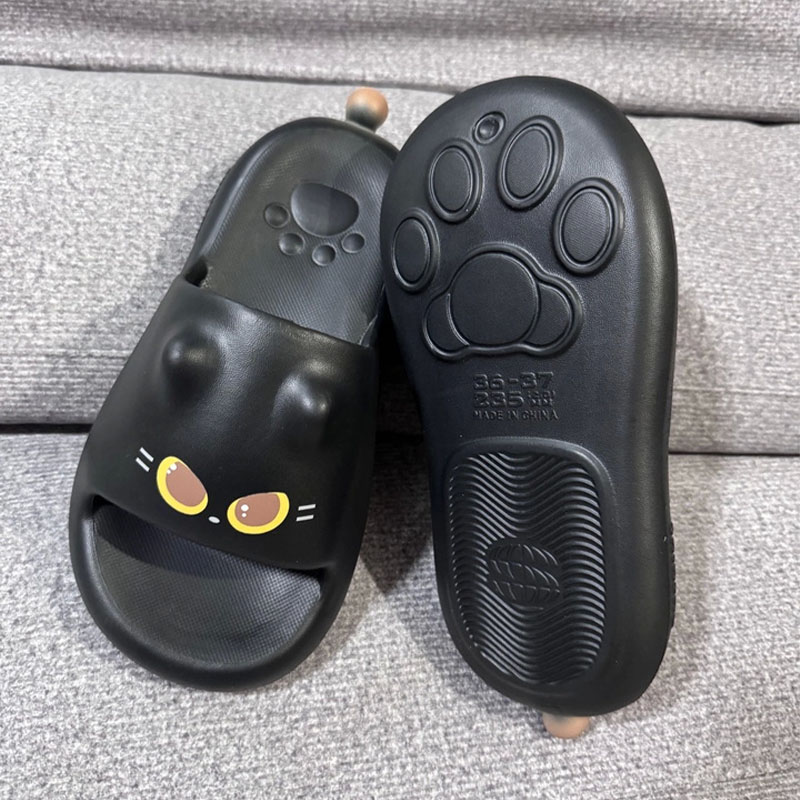 새롭고 귀여운 3D 검은 고양이 발바닥 슬라이드 샌들  - Water Shoes 리뷰 및 가격